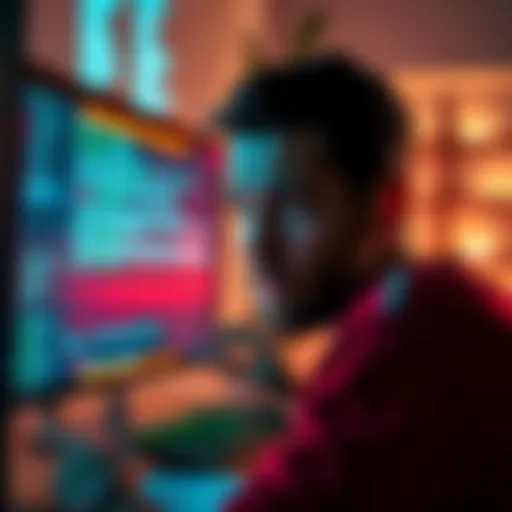 A person looking confused at a computer screen displaying error messages related to finance.