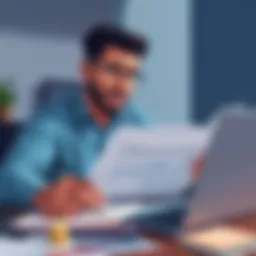 A person looking worried while reviewing financial documents with a calculator and a laptop, symbolizing investment loss and financial recovery strategies.