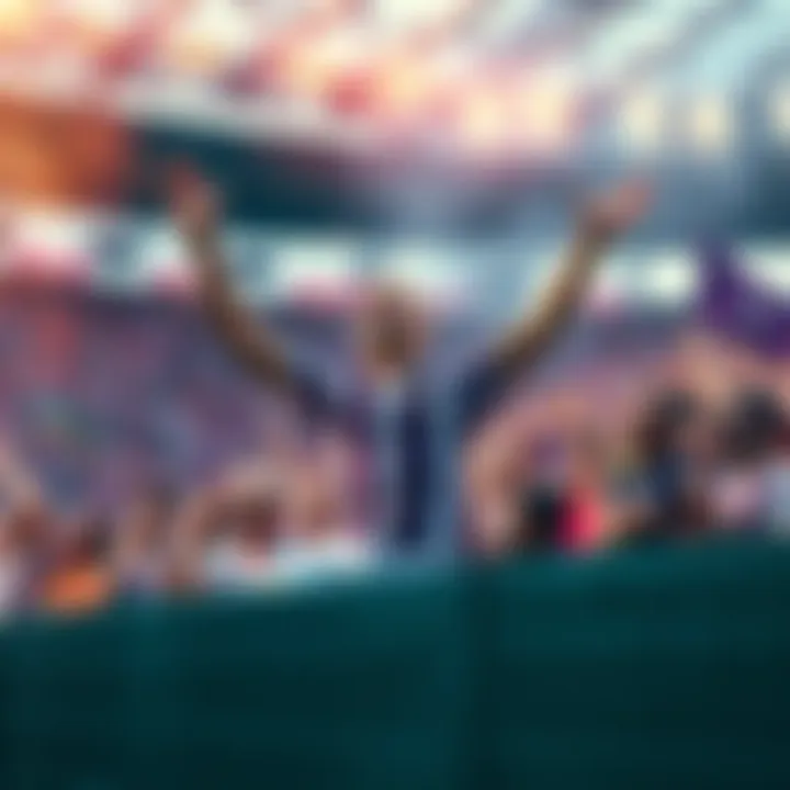 Fiorentina Man passionately cheering during a soccer match, surrounded by fans showing their support.