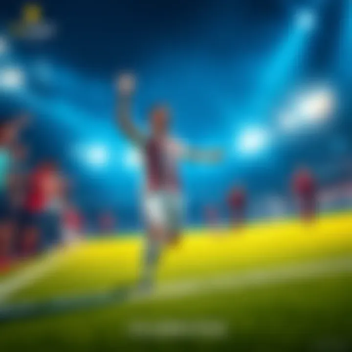 A young soccer player joyfully celebrating after scoring their first goal on the field, surrounded by teammates and cheering fans.