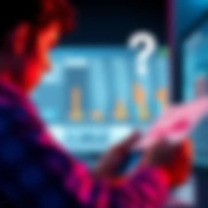 A person looking at a financial report with a $700k investment, considering the Top Monthly award, with a question mark graphic above them.