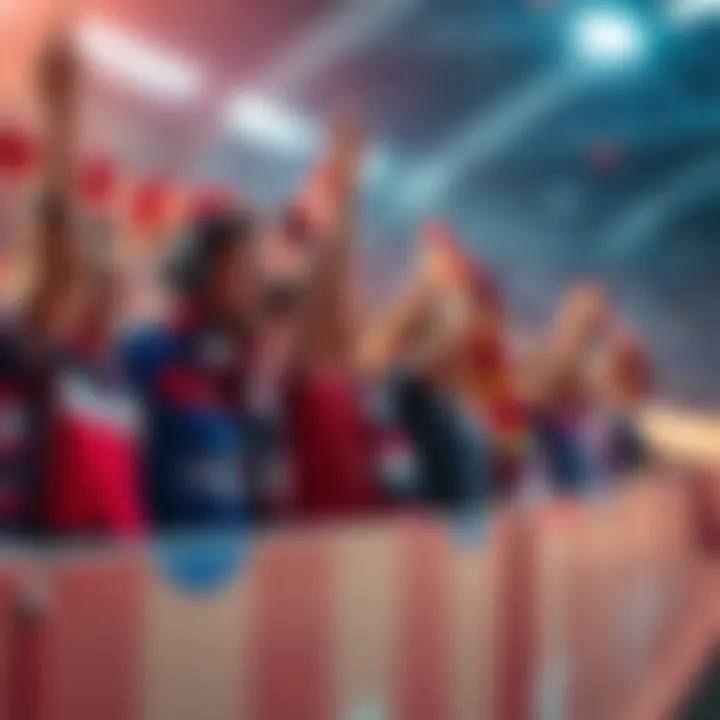 Fans excitedly anticipating the first football game of the year with scarves and jerseys