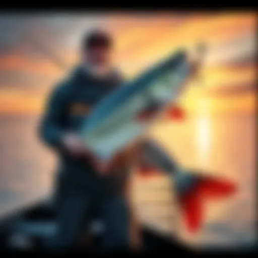 Person standing by water, proudly holding a big fish with a smile