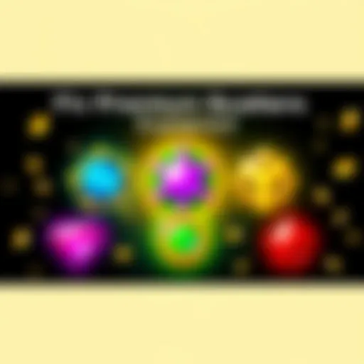 Illustration showing five different premium scatter symbols used in gaming, highlighting their unique features and applications, with a colorful and engaging design.