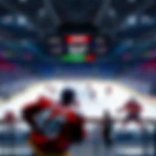 A hockey game between Flames and Capitals with a scoreboard showing over 6.5 goals expected.