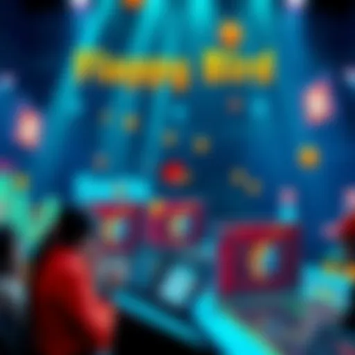 Colorful Flappy Bird game screen with players placing bets, showcasing a competitive environment.