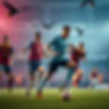 Players from competing national football teams showcasing their skills in an intense match during the World Cup semifinals