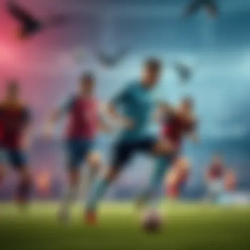 Players from competing national football teams showcasing their skills in an intense match during the World Cup semifinals