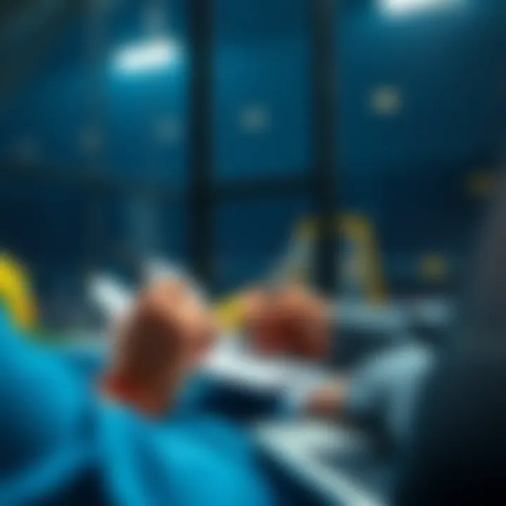 A person reviewing football betting tickets with a notepad and laptop, discussing predictions for upcoming matches.