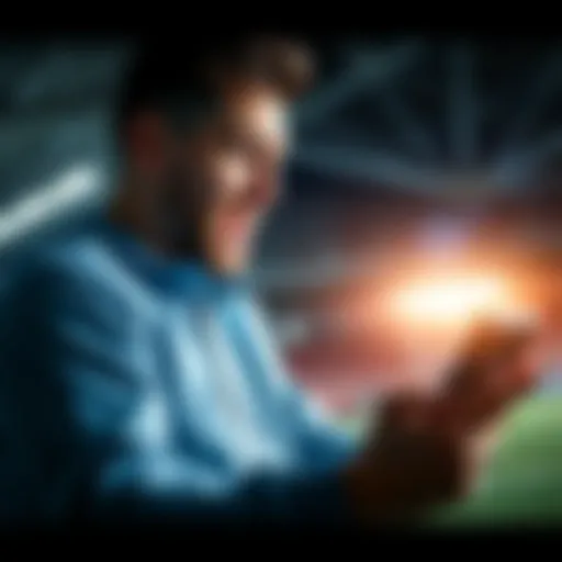 A person analyzing football betting odds on a digital device, showing excitement for a $10 KCC parlay bet.