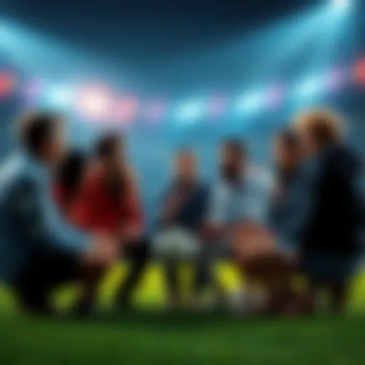 Group of people discussing football betting strategies on a Sunday