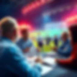 Football Betting Discussion People discussing football betting strategies with charts and notes