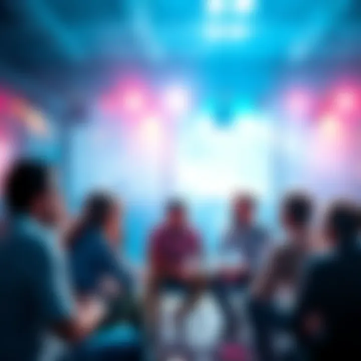 A group of people engaging in a lively discussion about football betting strategies and tips.
