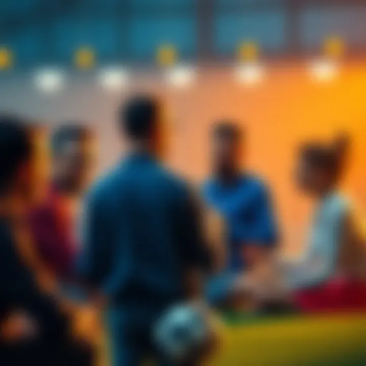 Group of people discussing football betting strategies and predictions