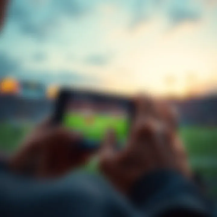 A person looking at a sports betting app with football highlights featuring Patrick Mahomes making successful passes