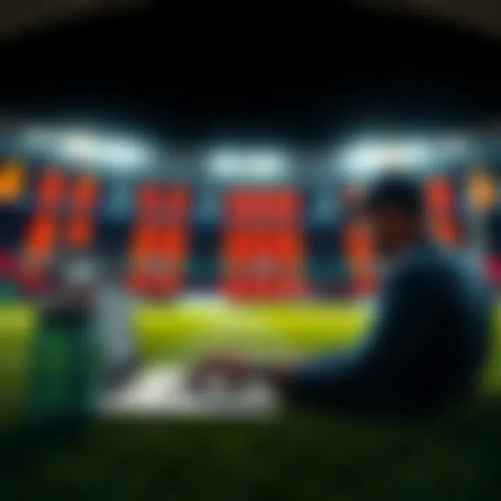 A person analyzing football statistics and betting odds on a laptop