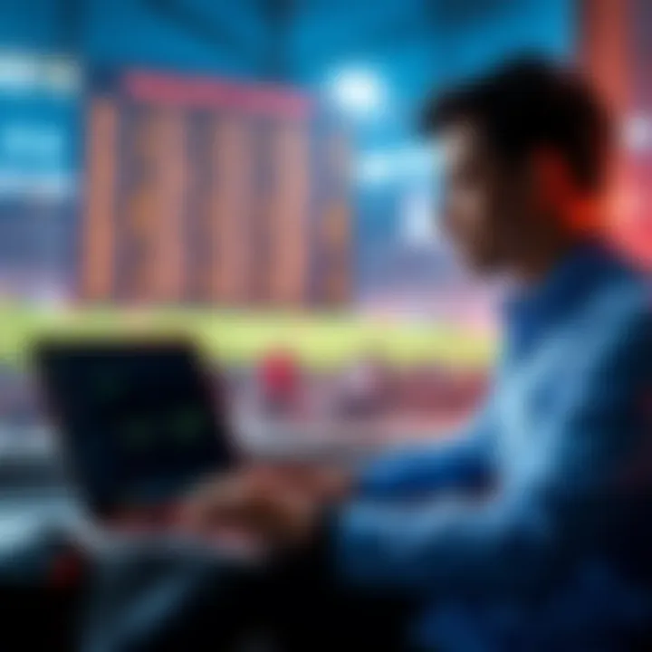 A person analyzing betting options for Manchester City, Inter, and Barcelona matches on a laptop
