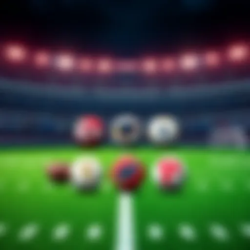 A graphic showing a football field with betting odds and multiple team logos representing different selections for a parlay bet.