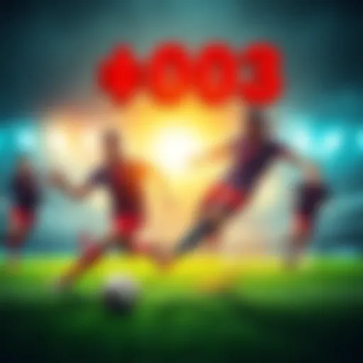A football scene featuring players in action with strategic betting elements like charts and analysis