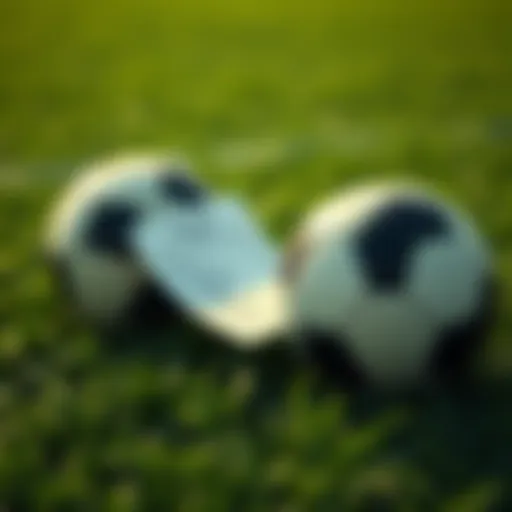 A football betting scene with a betting slip and a soccer ball on a green field