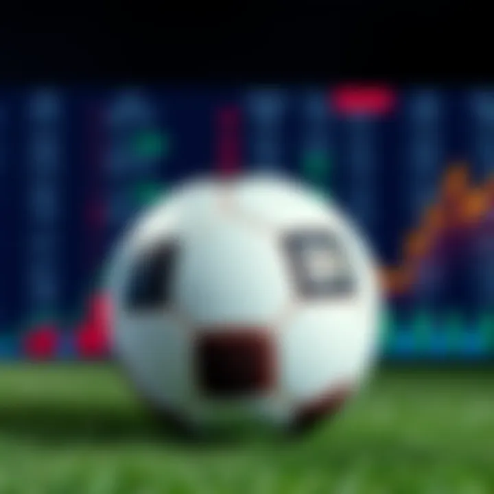 A football with betting odds and charts in the background, symbolizing football betting strategies.
