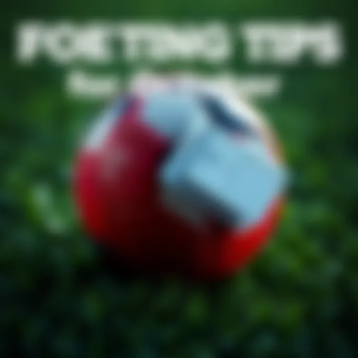 A football with betting slips on a green field, symbolizing tips for betting on matches.