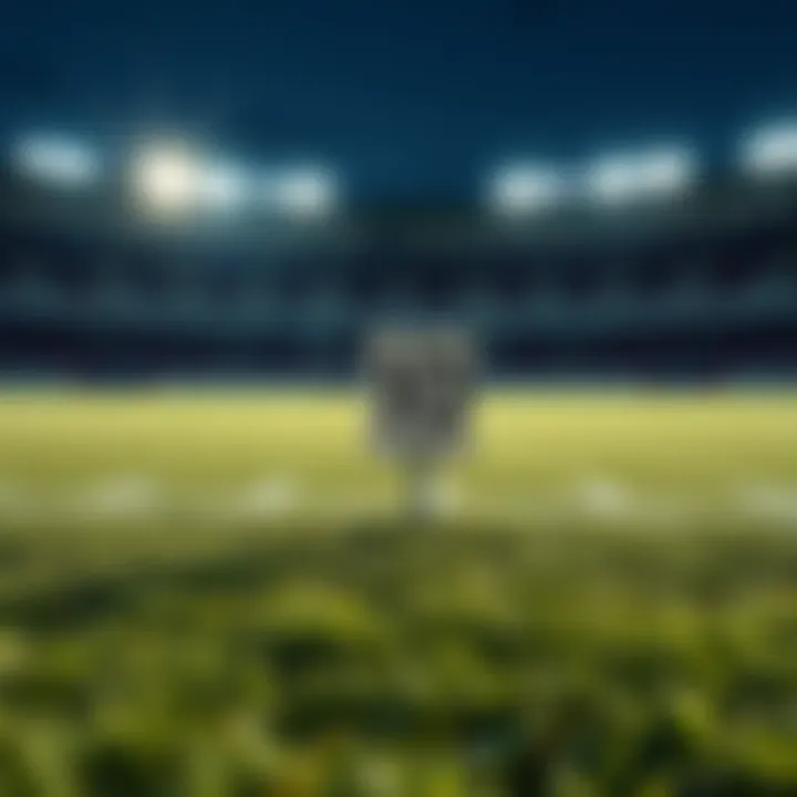 A football field showing a yard marker indicating a loss of 10 yards, symbolizing a disappointing moment for a bettor.