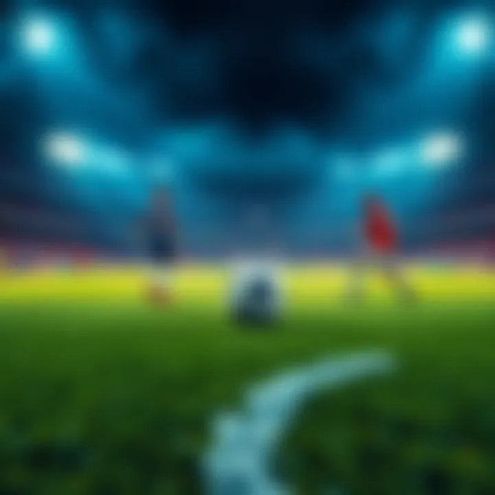 A football field with teams preparing for a game, showcasing excitement and anticipation.