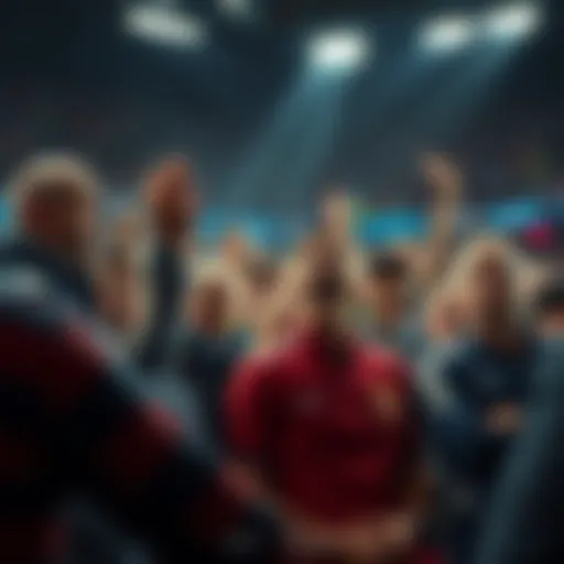 Fans reacting to a controversial interruption during a football match, expressing surprise and confusion.