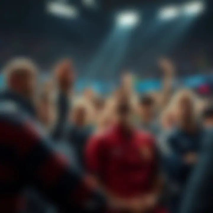 Fans reacting to a controversial interruption during a football match, expressing surprise and confusion.