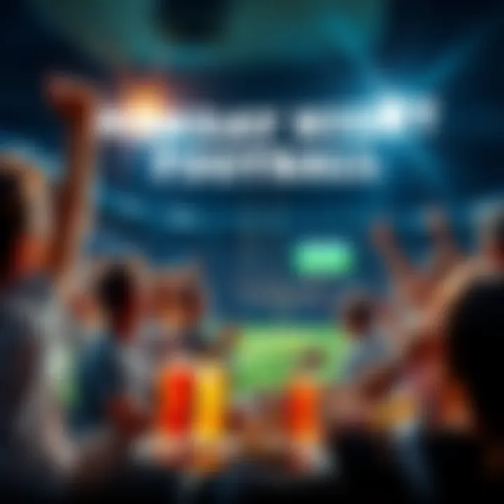 Fans cheering and watching Monday Night Football with drinks and snacks