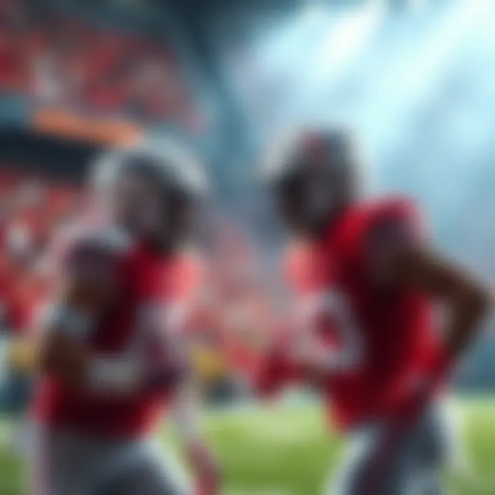 Two college football teams, Ole Miss and Miami (Fla.), preparing for a semifinal match with fans cheering in the background.