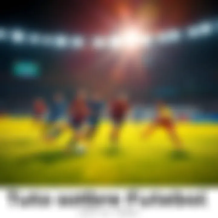 Group of football players in action during a match, showcasing teamwork and competition.