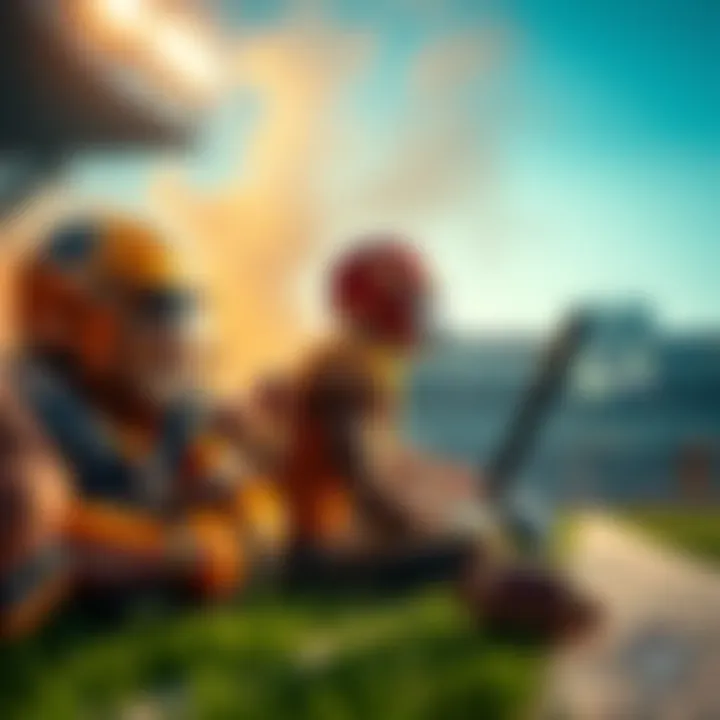 Football Players in Action Golden and Montgomery on the sidelines watching a game, while Jahmyr Gibbs scores a touchdown