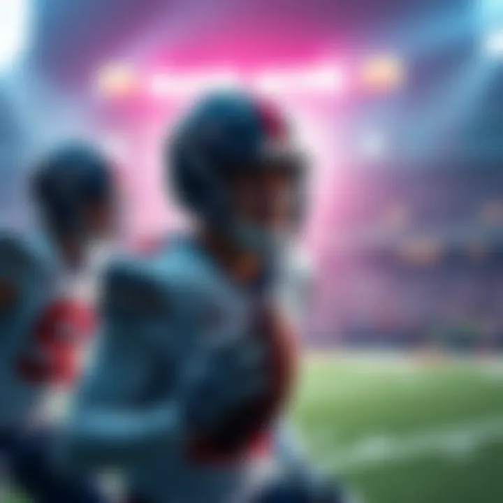 Two football players in action, focused on the game during the Super Bowl