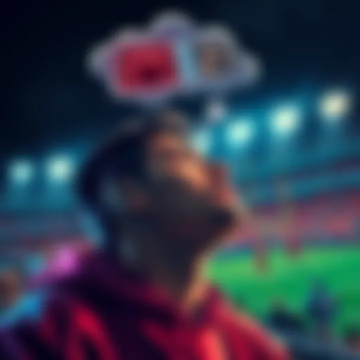 Football game score prediction A football fan dreams about a game score of 24 to 21 for PHI vs JAX, with a thought bubble above his head showing the scoreboard.