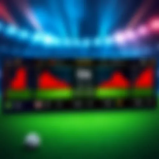 Interactive display of live football statistics, showing shots on goal, cards, and accurate passes during a match