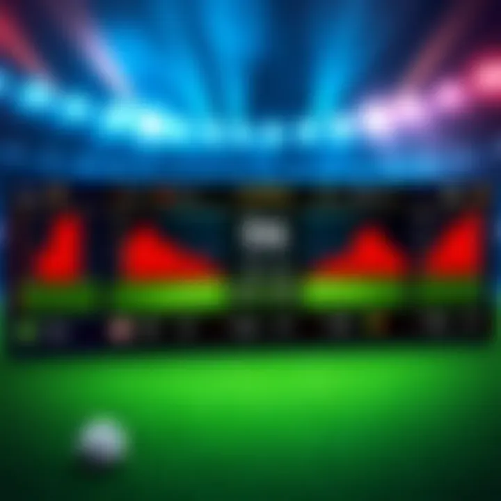 Interactive display of live football statistics, showing shots on goal, cards, and accurate passes during a match