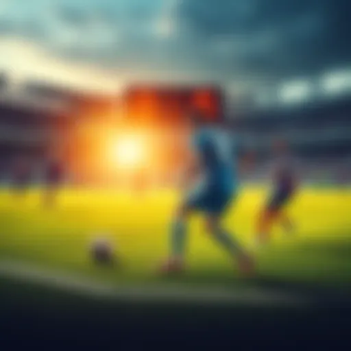 Two football teams playing with a scoreboard showing 0-0