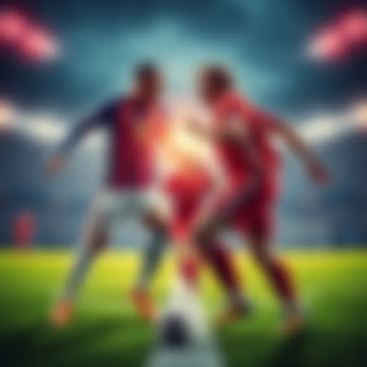 Two football teams competing on the field during a match