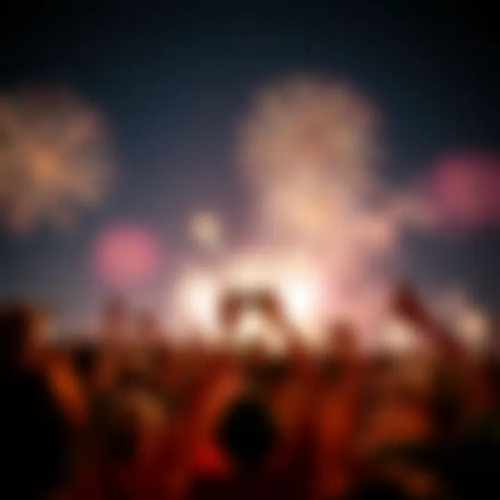 People enjoying a fireworks display on the Fourth of July