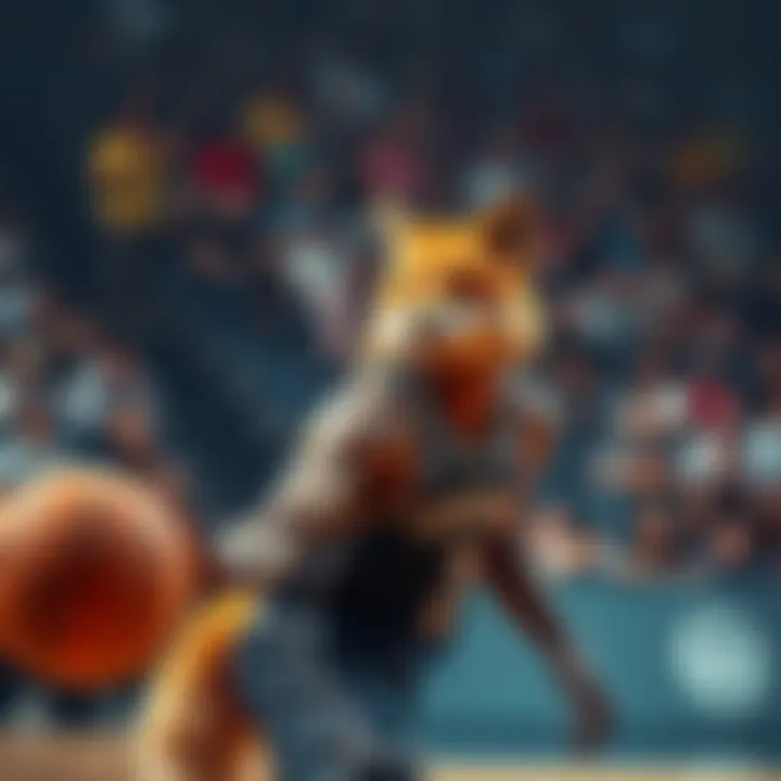 Fox making a pass during the game A basketball player named Fox passing the ball on the court with fans in the background expressing concern.