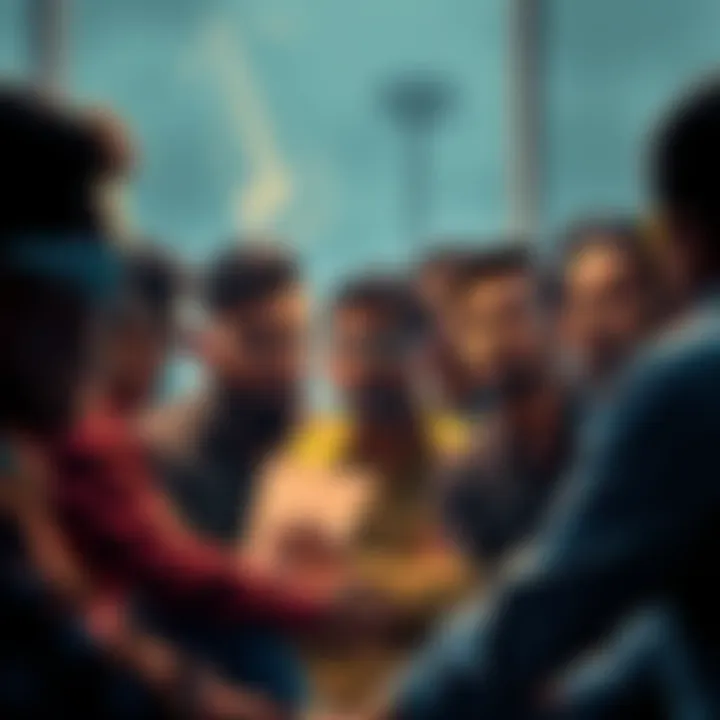 A group of worried people discussing issues with betting agents, highlighting the scams and financial losses involved.