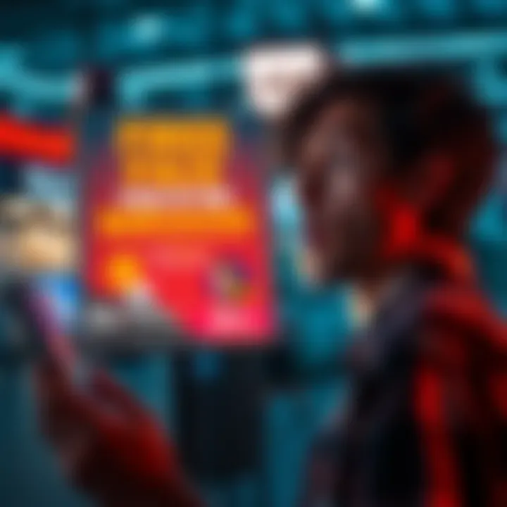 Free Offer Announcement Person looking surprised at a promotional advertisement showing free services
