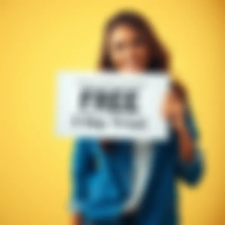 A cheerful person holding a sign that says 'Free 3-Day Trial' with a bright background, symbolizing a positive start to the week.