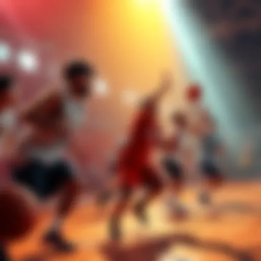 A group of people playing basketball, showcasing excitement and teamwork during a free CBB event.