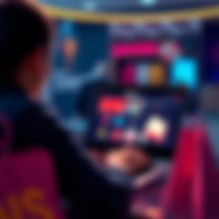 Free Promotions Tips A person browsing a website on a laptop, looking at various free promotions and deals available online, surrounded by shopping bags and discounts