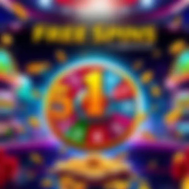A vibrant graphic showing ten free spins with casino elements like slot machines and coins, inviting players to join Realprize.com.