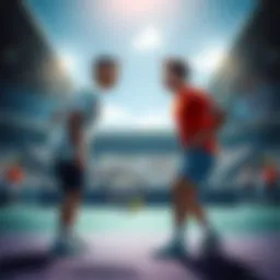 Two tennis players facing off on the court during the French Open