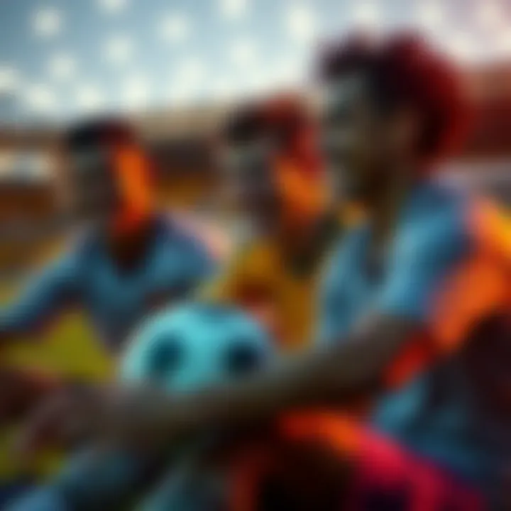 Players enjoying a friendly soccer match at home with smiles and teamwork